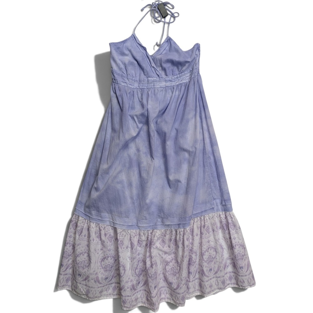 American Eagle Womens Halter Dress 10 Boho Tiered Tie Dye Paisley Purple